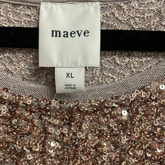 NWT Anthropologie Maeve Short Sleeve Sequin Tee in Champagne Womens Size XL - Picture 5 of 8